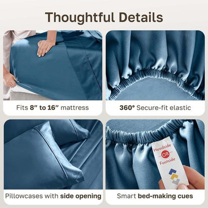 California Design Den Queen Size Cotton Sheet Set - 100% Long Staple Cotton, 400 TC, Deep Pockets | Peacock Blue