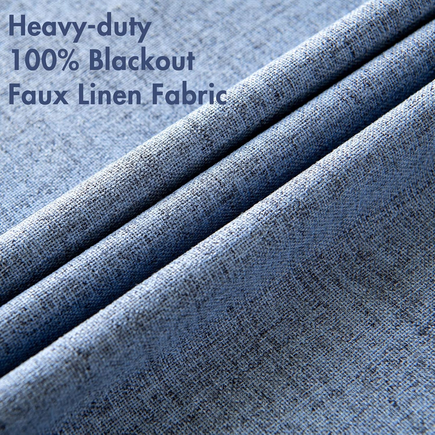 MIULEE Blackout Curtains - 100% Thermal Insulated Linen Texture Drapes | Stone Blue, 52x108 Inch (2 Panels)