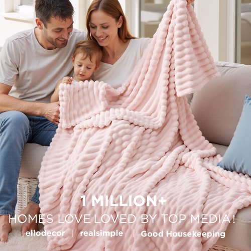 Bedsure GentleSoft Crystal Pink Twin Blanket for Bed - Super Soft Cozy Blankets for Women, Cute Large Blanket for Girls, 66x90 Inches