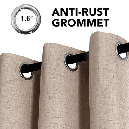 H.VERSAILTEX Linen Curtains 100% Blackout Curtains for Bedroom 84 inch Long Full Light Blocking Nature Linen Blended Window Curtains for Living Room Nickel Grommet (2 Panels, Heathered Sand)
