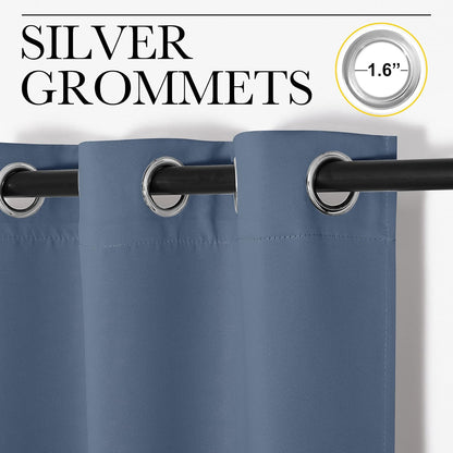NICETOWN Thermal Insulated Blackout Curtains - Stone Blue, Set of 2, 29x40 Inches | Room Darkening Drapes