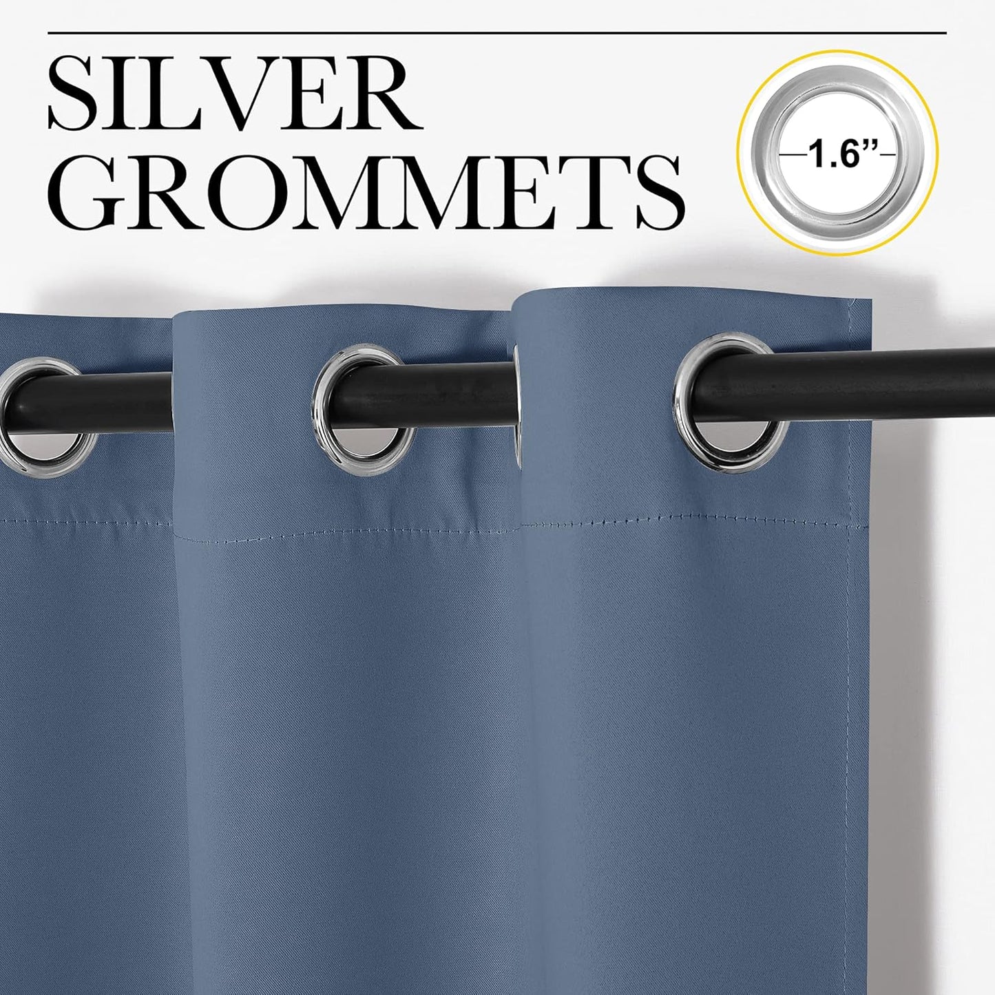 NICETOWN Room Darkening Curtain Panels - Thermal Insulated Blackout Draperies, 102" Length, Stone Blue, 2 Pieces