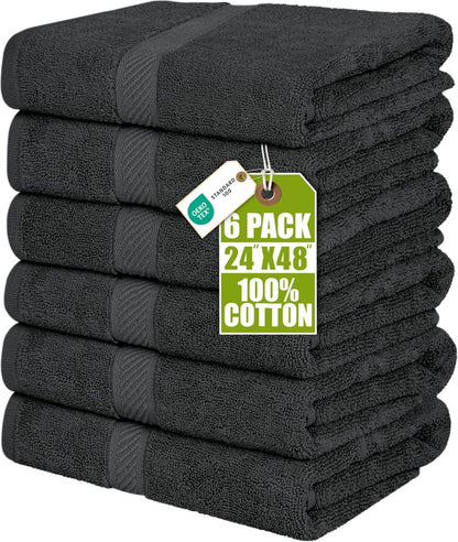 Utopia Towels 6 Pack Medium Bath Towel Set, 24 by 48 Inches, 500 GSM 100% Ring Spun Cotton, Lightweight and Highly Absorbent Quick Drying Premium Towels for Hotel, Spa and Bathroom, Grey