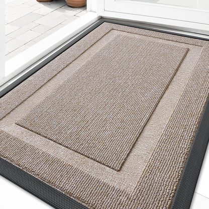 OLANLY Indoor Outdoor Front Door Mat - Waterproof All-Season Doormat, Easy Clean, 29.5x17, Camel