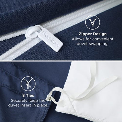 Bedsure Duvet Cover Full Size - Soft Double Brushed Bedding Set for Kids & Adults, Zipper Closure, 3 Pieces, Includes 1 Duvet Cover (80"x90") & 2 Pillow Shams, NO Comforter, Navy Blue