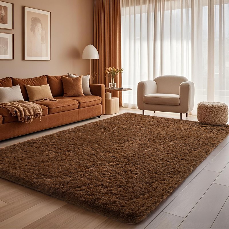 Ophanie Brown Rugs for Living Room Bedroom, 6x9 Fluffy Fuzzy Furry Carpet, Plush Soft Shaggy Bedside Indoor Floor Area Rug for Kids Girls Boys Baby Teen Dorm Nursery Home Decor Aesthetic