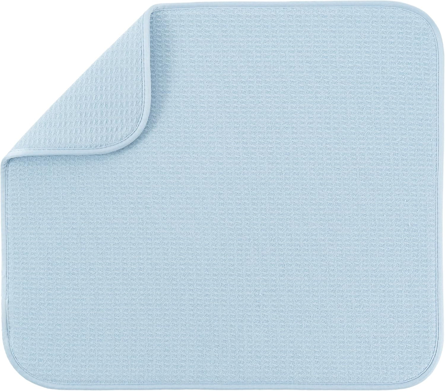 S&T INC. Dish Drying Mat - Absorbent Microfiber Kitchen Counter Pad, 16” x 18”, Sky Blue