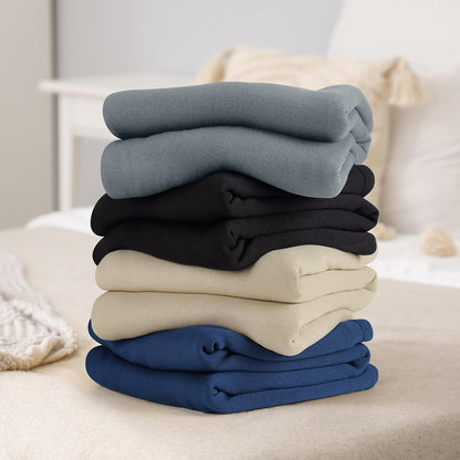 Utopia Bedding Knit Blanket - Soft Lightweight Jersey Queen Size (90x90 Inches) in Navy | Breathable Comfort for Bed & Couch