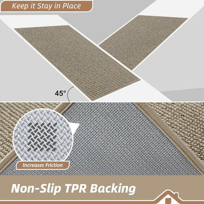 BEQHAUSE Dirt Trapper Door Mat - Non-Slip, Washable Entryway Rug | 17"x30", Light Beige, Low Profile