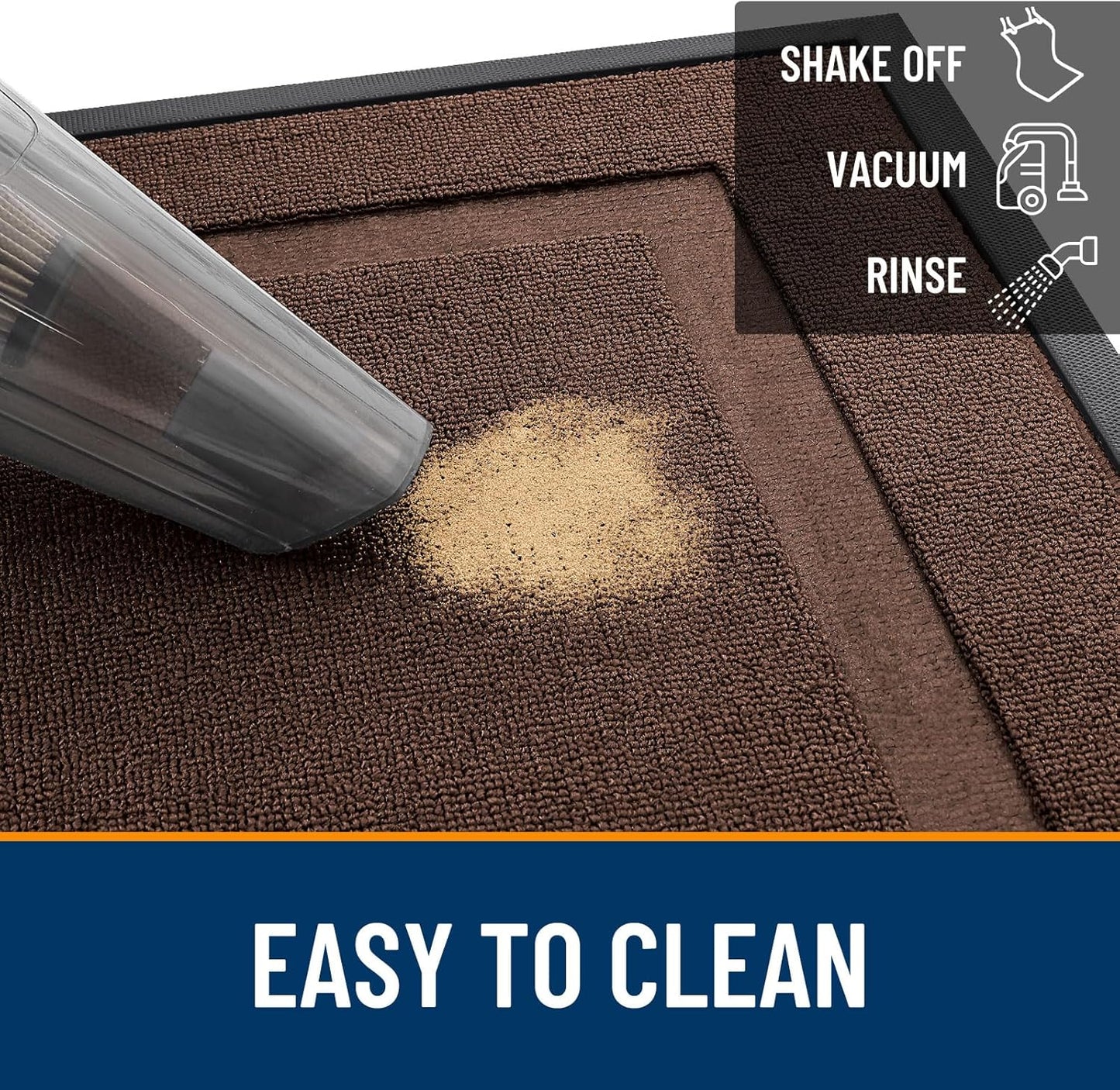 OLANLY Waterproof Front Door Mat - All-Season Indoor/Outdoor Doormat, Easy Clean, 33x21, Chocolate Brown