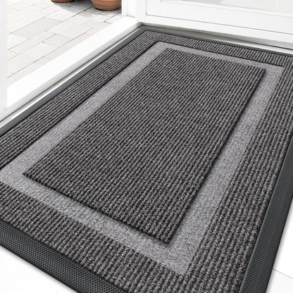 OLANLY Waterproof Front Door Mat - All-Season Indoor/Outdoor Doormat, Easy Clean, 29.5x17, Dark Grey