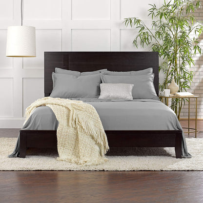 Pure Bamboo King Sheets - Luxuriously Soft & Cooling 100% Organic Viscose Bed Sheet Set | Stone Grey, Double Stitching
