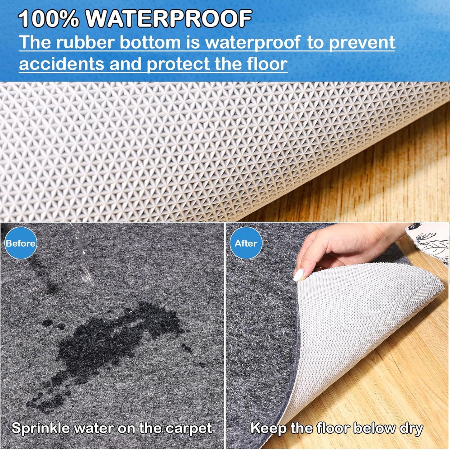 Skiennix Non-Slip Rug Pad - 100% Waterproof & Durable 5 x 7 ft for All Floors | Secure & Safe
