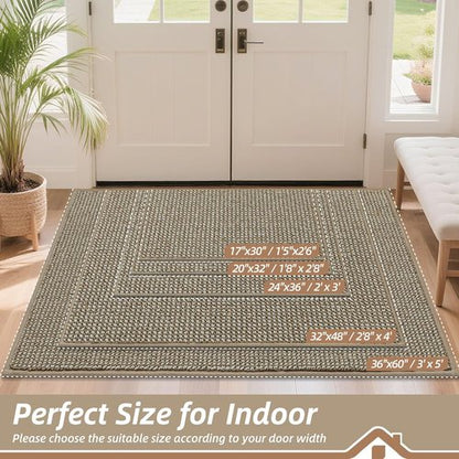 BEQHAUSE Dirt Trapper Door Mat - Non-Slip, Washable, Absorbent Entrance Mat | 24" x 36", Light Beige
