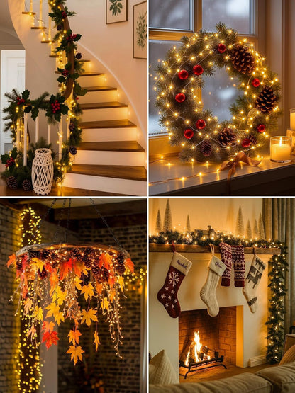 Skiennix 6-Pack Fairy Lights - 20 LED Twinkle String Lights with Timer | 7ft Warm White Decor for Christmas Trees, Wreaths & Parties