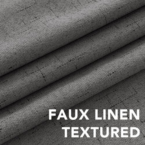 H.VERSAILTEX Primitive Linen Curtains 100% Blackout Curtain Drapes Burlap Fabric Curtains with White Thermal Insulated Liner, Grommet Top Drapes Living Room/Bedroom (2 Panels, 42 x 84 Inch, Grey)