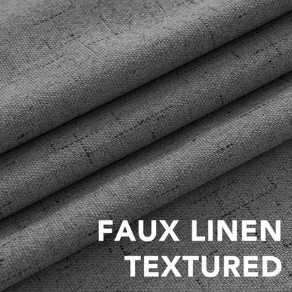 H.VERSAILTEX Primitive Linen Curtains 100% Blackout Curtain Drapes Burlap Fabric Curtains with White Thermal Insulated Liner, Grommet Top Drapes Living Room/Bedroom (2 Panels, 42 x 84 Inch, Grey)