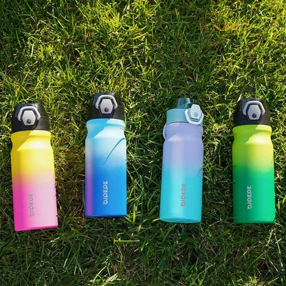 BJPKPK Insulated Water Bottle - 18oz Stainless Steel Thermal Flask with Straw & Carry Handle | Light Blue Leopard