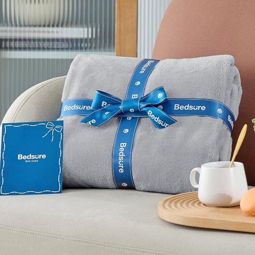 Bedsure GentleSoft Fleece Blanket - Lightweight Plush Cozy Twin Size Light Grey, 60x80 Inches