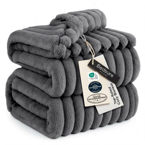 Bedsure GentleSoft Frost Gray Fleece Blanket for Couch - Cozy Soft Blankets for Women, Cute Small Throws for Girls, 108x90 Inches