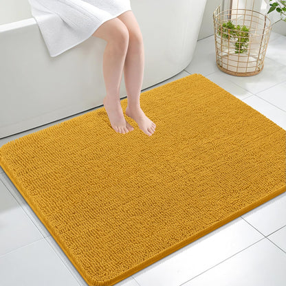 OLANLY Large Bathroom Rugs - Soft Absorbent Chenille Bath Mats | Quick Dry, Machine Washable, Golden Yellow 40x32