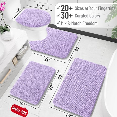 OLANLY Bathroom Rugs 47x32, Extra Soft Absorbent Chenille Bath Rugs, Rubber Backing Quick Dry, Machine Washable Bath Mats for Bathroom Floor, Tub and Shower, Home Decor Accessories, Lavender
