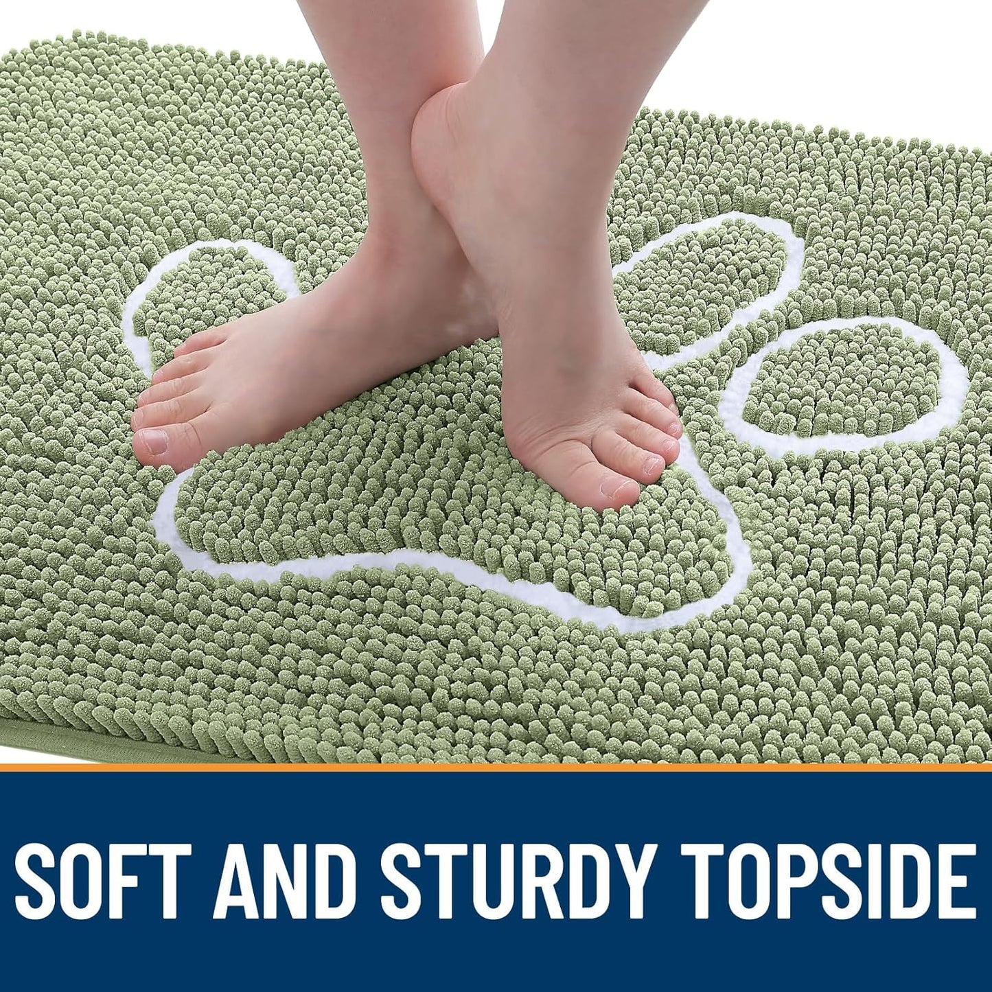 OLANLY Dog Door Mat - Absorbent Muddy Paws Doormat | Non-Slip Chenille, 30x20, Sage Green