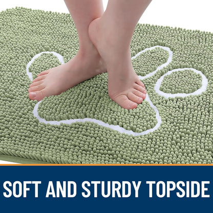 OLANLY Dog Door Mat - Absorbent Muddy Paws Doormat | Non-Slip Chenille, 30x20, Sage Green