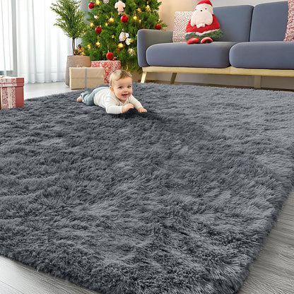 OLANLY Large Area Rug - Soft Fluffy Shaggy Indoor Carpet for Living Room & Bedroom | 8x12 Grey