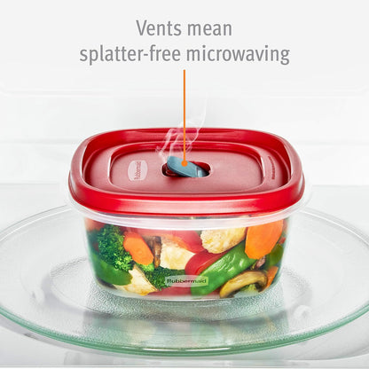 Rubbermaid EasyFindLids Food Storage Containers - BPA-Free, Microwave & Dishwasher Safe, Racer Red (12 Pack)