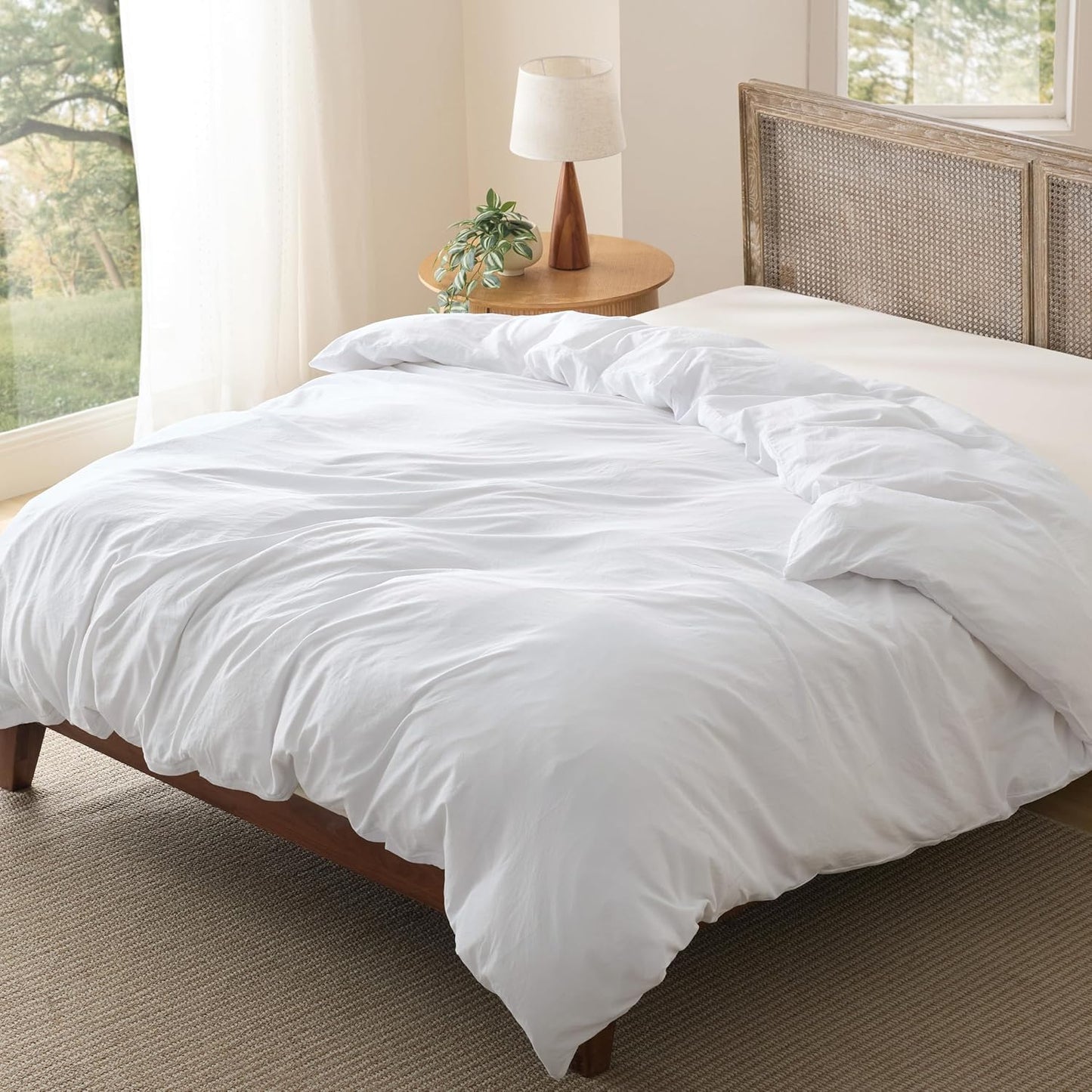 Bedsure Duvet Cover - Extra Soft Prewashed Cotton-Like Polyester, King Size 104x90 Inches, White