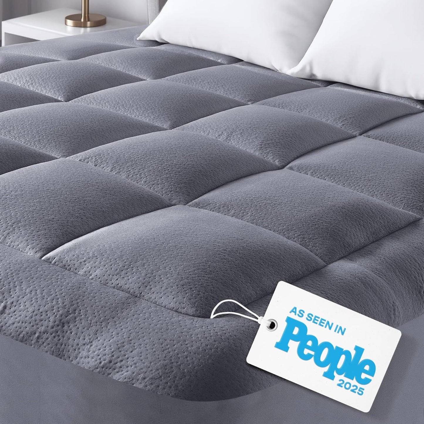 Niagara Ultra Soft Twin XL Mattress Topper - Bamboo Viscose Pillow Top for Back Pain Relief | Naturally Cooling, Gray