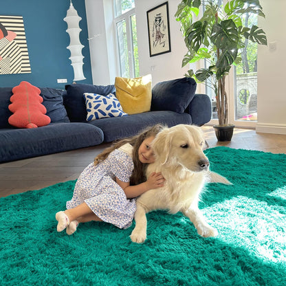 OLANLY Runner Rugs - Soft, Machine Washable Shaggy Carpet for Hallway & Bedroom | Teal Green