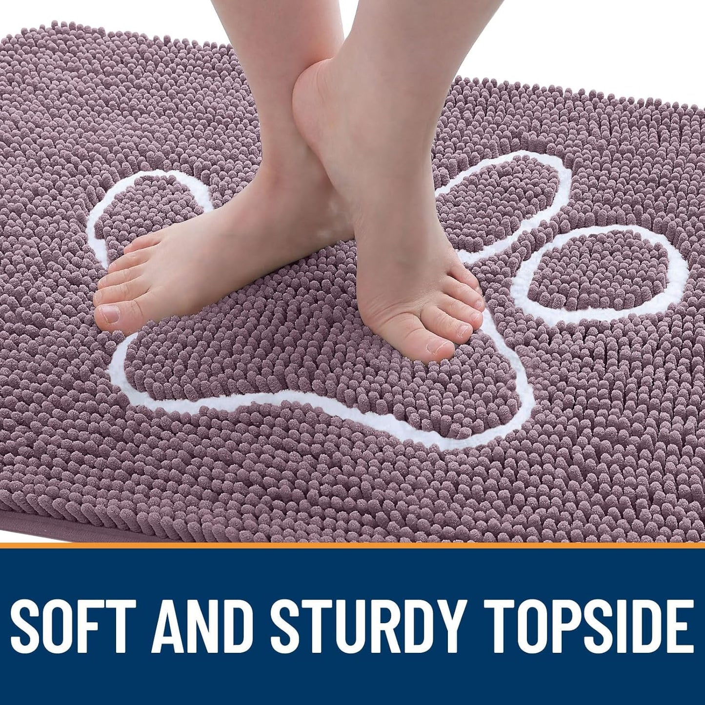 OLANLY Dog Door Mat - Absorbent Non-Slip Muddy Paws Doormat | 48x30, Quick Dry Chenille, Deep Plum