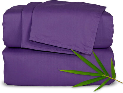 Pure Bamboo Twin Sheets - 100% Organic Viscose Bed Sheet Set | Luxuriously Soft & Cooling, Purple