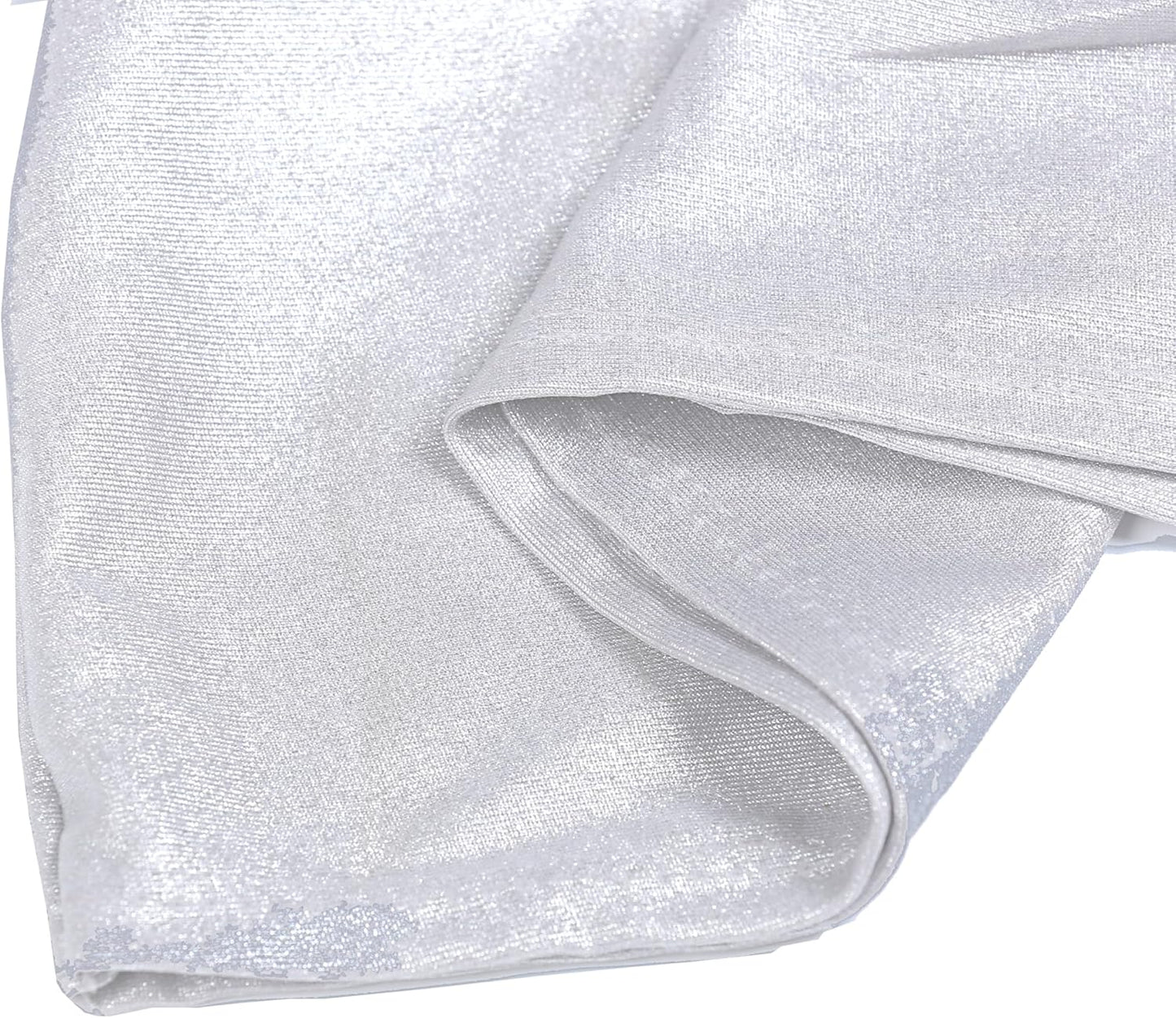 MDS Spandex Foil Chair Sashes - Universal Elastic Stretch Bow Ties with Buckle | Metallic Silver, Pack of 75