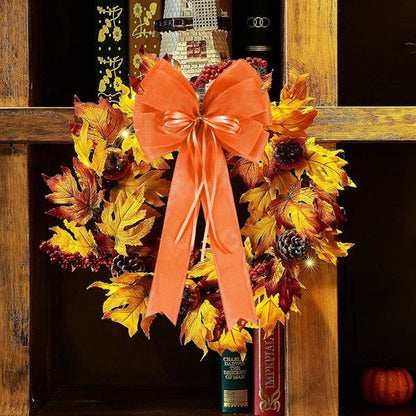 Hongsome Fall Bows for Wreaths - Decorative Orange Burlap & Glitter String | 2 PCS for Autumn Decor
