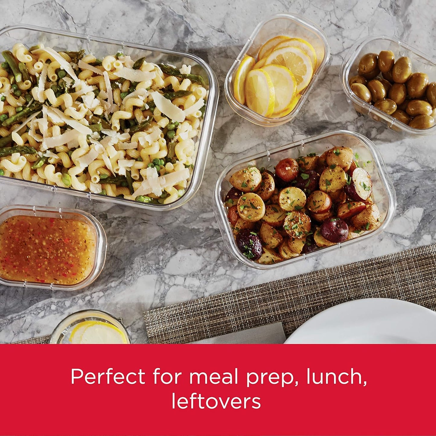 Rubbermaid Brilliance Food Storage Containers - BPA-Free, Airtight & Leak-Proof | 3 Set with Lids & Removable Trays