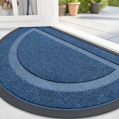 OLANLY Half Circle Door Mat - Waterproof All-Season Indoor/Outdoor Welcome Mat | 59x34, Light Blue