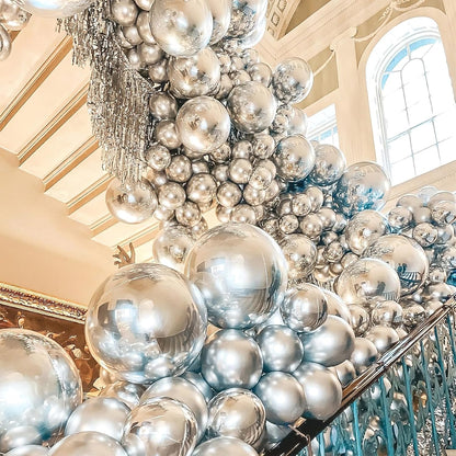 PartyWoo Silver Balloon Arch Kit - 127pcs in Various Sizes for Birthday & Engagement Decor | Silver-G102