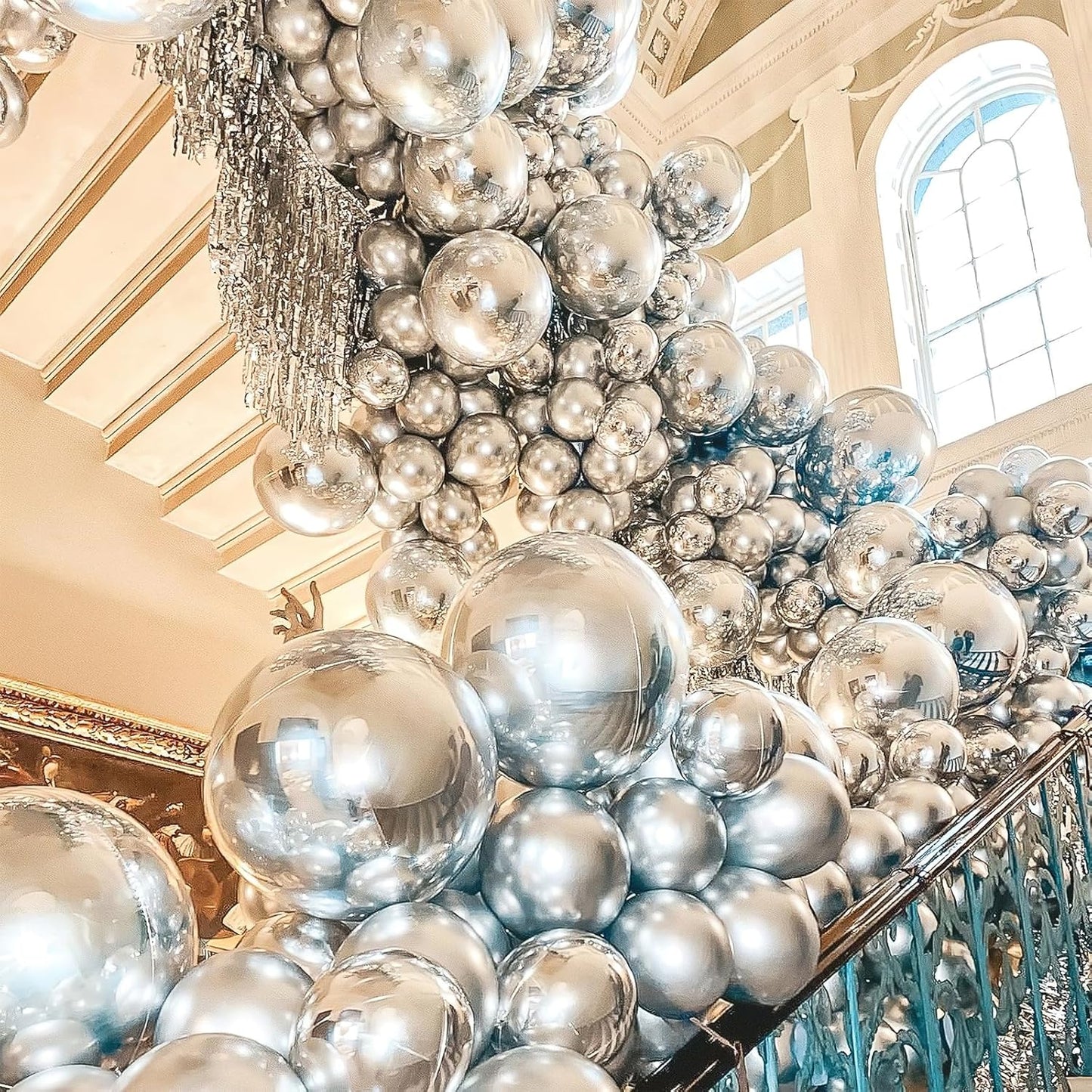 PartyWoo Silver Balloons - 101pcs 12 Inch Latex Helium Balloons for Weddings & Celebrations