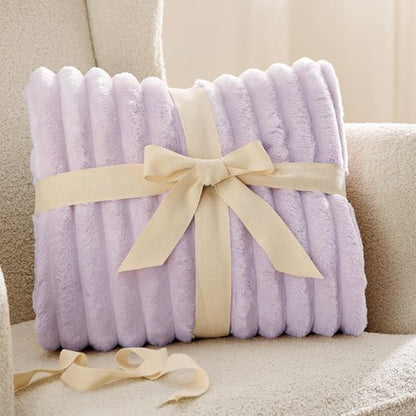 Bedsure GentleSoft Lavender Fog Fleece Blanket for Couch - Cozy Soft Blankets for Women, Cute Small Throws for Girls, 60x80 Inches