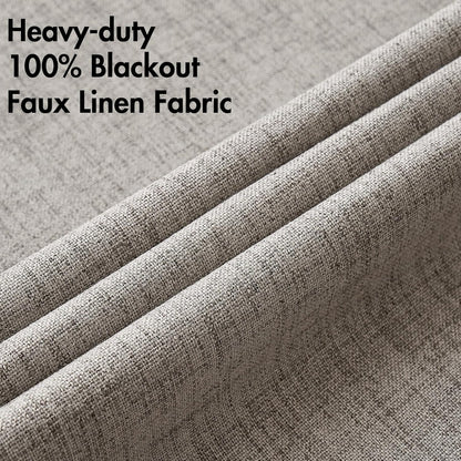 MIULEE 100% Blackout Linen Textured Curtains - Thermal Insulated Warm Taupe Drapes | 52 x 90 Inch (2 Panels)