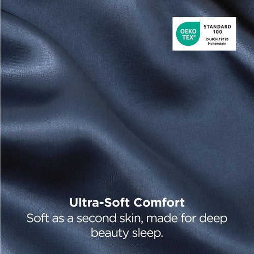 Bedsure Satin Pillowcases, Similar to Silk Pillow Cases Queen Size Set of 2, Pillow Case for Sleeping Women with Envelope Closure, Gifts for Women Men, Blue, 20x30 Inches, 2pcs