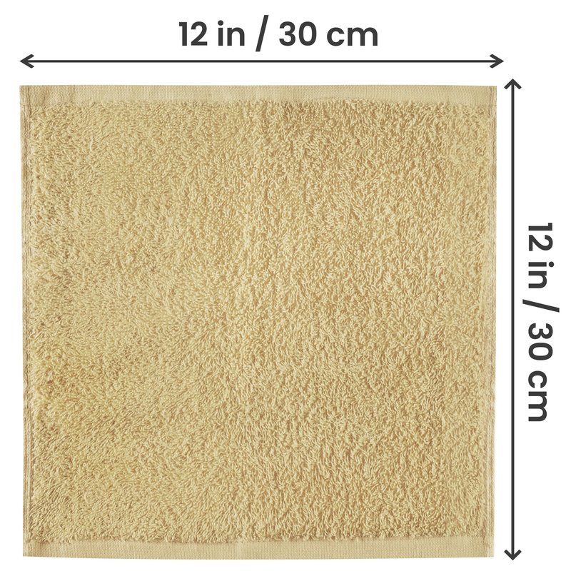 Utopia Towels 12 Pack Cotton Washcloths Set, 100% Ring Spun Cotton, Premium Flannel Face Cloths, Highly Absorbent and Soft Feel Fingertip Towels, Beige