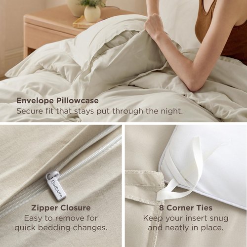 Bedsure Duvet Cover California King Size - Soft Double Brushed Bedding Set for Kids & Adults, Zipper Closure, 3 Pieces, Includes 1 Duvet Cover (104"x98") & 2 Pillow Shams, NO Comforter, Linen