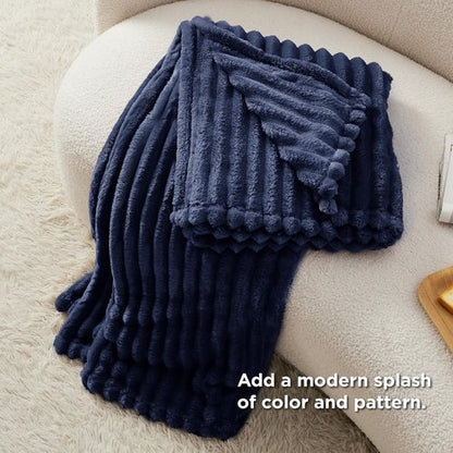 Bedsure GentleSoft Fleece Blanket - Cozy Navy Blue Throw for Couch, Perfect 50x60 Inches Size