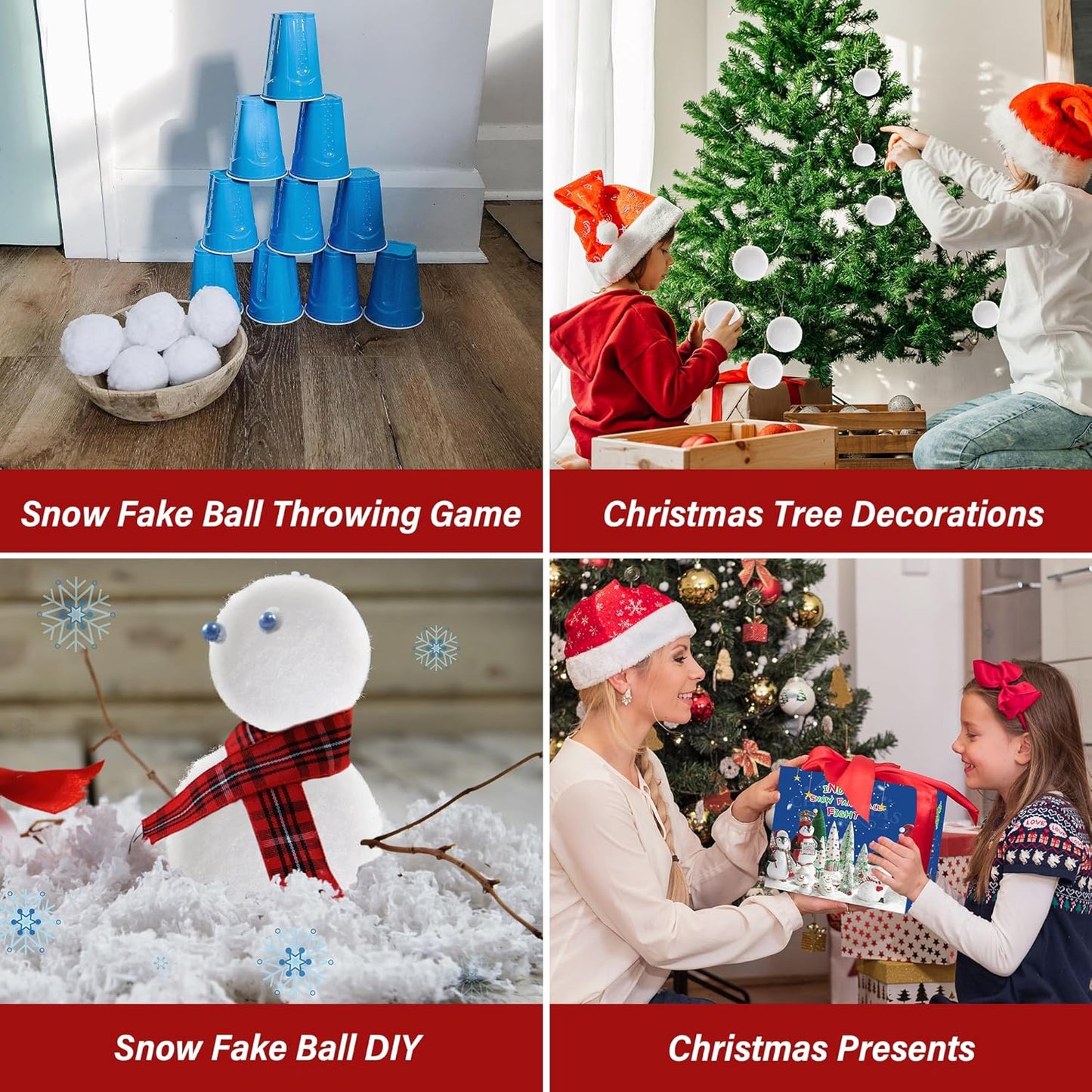 Skiennix 200 Pack Snow Toy Balls - Indoor Fake Snowballs for Kids | Perfect for Winter Games & Christmas Fun