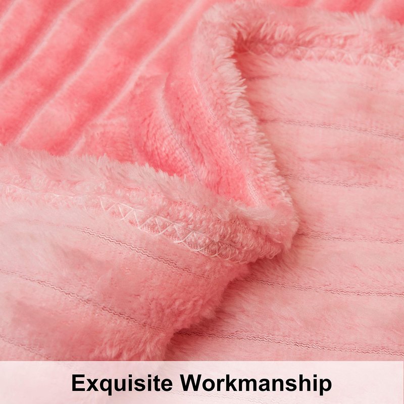 NTBAY Flannel Fuzzy Toddler Blanket, Fluffy Warm and Lightweight Reversible Stripes Design Baby Plush Blanket, 30x40 Inches, Pink