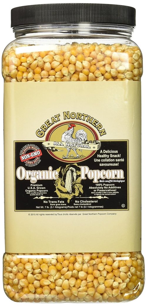 Great Northern Popcorn | Organic Popcorn Kernels - 7lbs Resealable Bulk Jug for Gourmet Popping